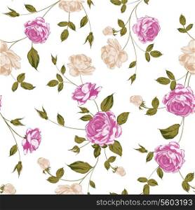 Seamless texture of pastel roses for textiles. Vector illustration.
