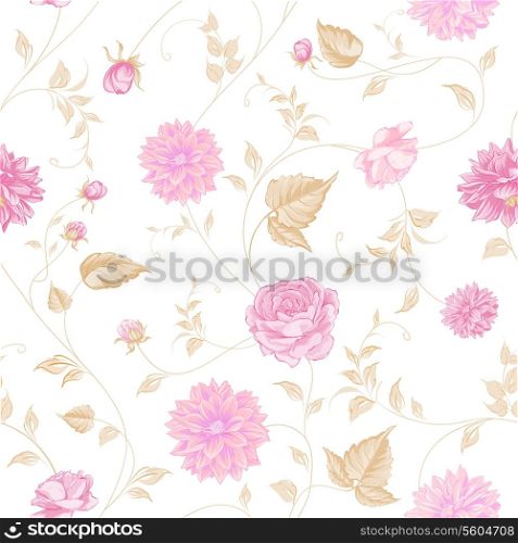 Seamless texture of pink roses for textiles. Vector illustration.