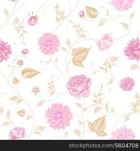 Seamless texture of pink roses for textiles. Vector illustration.