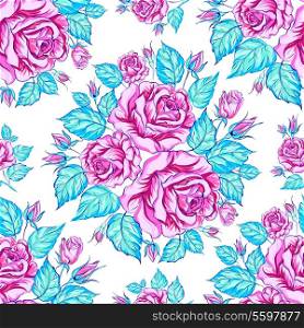 Seamless texture of rose bushes. Vector illustration