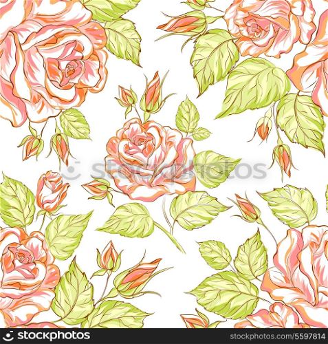 Seamless texture of roses. Vector illustration