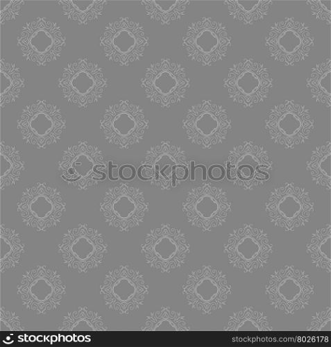 Seamless Texture on Grey. Element for Design. Ornamental Backdrop. Pattern Fill. Ornate Floral Decor for Wallpaper. Traditional Decor on Background. Seamless Texture on Grey. Element for Design.