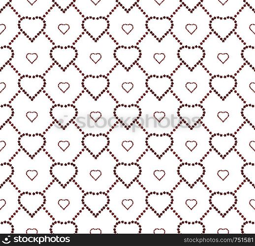 Seamless texture with a grid of hearts and flowers for your creativity. Seamless texture with a grid of hearts and flowers for your crea