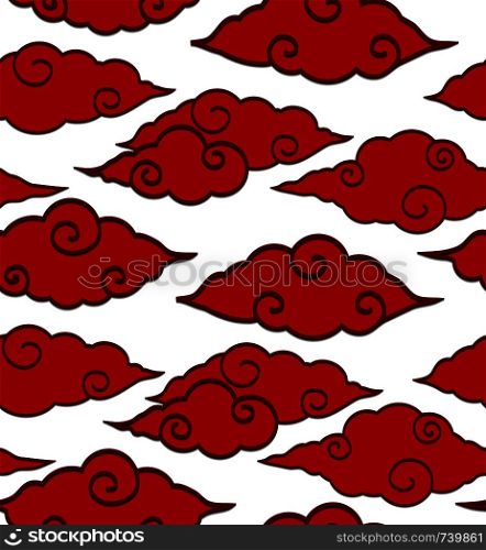 Seamless texture with Chinese red clouds on a white background. Vector pattern for wrapping paper, backgrounds, wallpapers and your creativity. Seamless texture with Chinese red clouds on a white background. Vector pattern