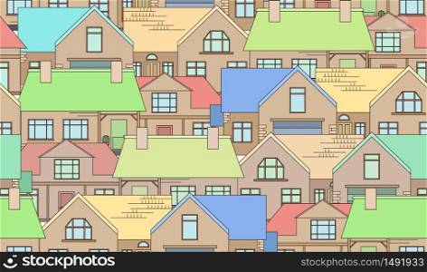 Seamless texture with country houses. Background for packaging, postcards, and your design. Seamless texture with country houses. Background for packaging,
