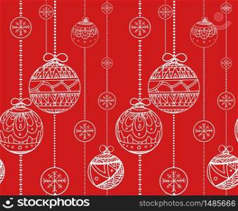Seamless texture with doodle balls garlands decorated boho pattern. Vector christmas background. Seamless texture with doodle balls garlands decorated boho patte