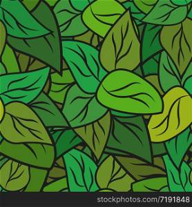 Seamless texture with doodle green leaves. Vector background for card and your creativity. Seamless texture with doodle green leaves. Vector background for