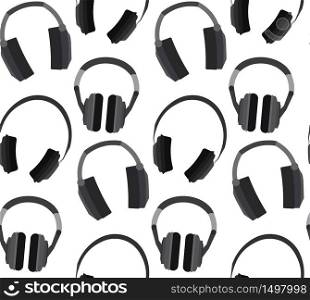 Seamless texture with flat headphones on a white background. Vector pattern for your creativity. Seamless texture with flat headphones on a white background.