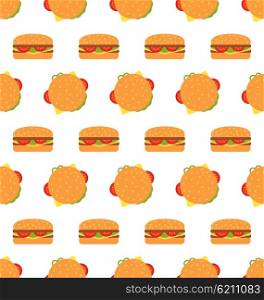 Seamless Texture with Hamburgers. Fast Food Pattern. Illustration Seamless Texture with Hamburgers. Fast Food Pattern - Vector