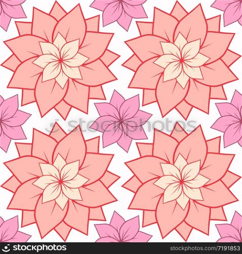 Seamless texture with pink lotus flowers. Vector background for spa centers, yoga studios, postcards and your design. Seamless texture with pink lotus flowers. Vector background for
