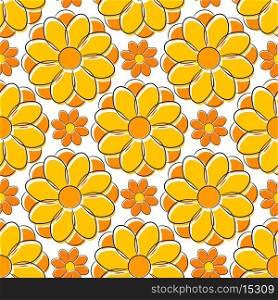 Seamless texture with yellow camomile