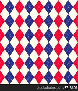 Seamless tiled background of an argyle style pattern using Union Jack flag colours