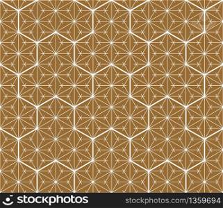 Seamless traditional geometric Japanese ornament.Golden color background and white layer lines.Average and fine lines.. Seamless traditional Japanese ornament.Golden color background.White lines.