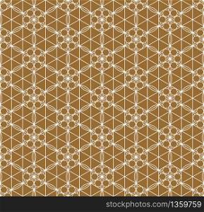 Seamless traditional geometric Japanese ornament.Golden color background and white layer lines.Average lines.For template,fabric,textile,wrapping paper,laser cutting and engraving.Compound ornament.. Seamless traditional Japanese ornament.Golden color background.White lines.