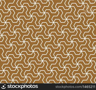 Seamless traditional geometric Japanese ornament.Golden color background and white layer lines.Average thickness lines.. Seamless traditional Japanese ornament.Golden color background.White lines.