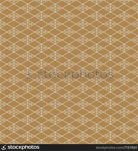 Seamless traditional geometric Japanese ornament.Golden color background and white layer lines.Average thickness lines.. Seamless traditional Japanese ornament.Golden color background.White lines.