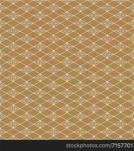 Seamless traditional geometric Japanese ornament.Golden color background and white layer lines.Average thickness lines.