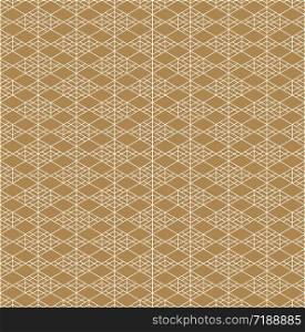 Seamless traditional geometric Japanese ornament.Golden color background and white layer lines.Average thickness lines.. Seamless traditional Japanese ornament.Golden color background.White lines.