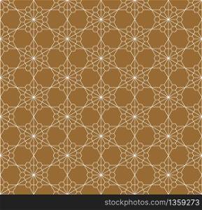 Seamless traditional geometric Japanese ornament.Golden color background and white layer lines.Fine lines.. Seamless traditional Japanese ornament.Golden color background.White lines.