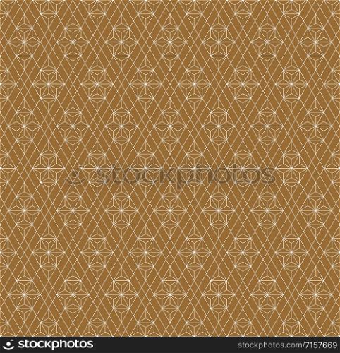 Seamless traditional geometric Japanese ornament.Golden color background and white layer lines.Fine lines.. Seamless traditional Japanese ornament.Golden color background.White lines.