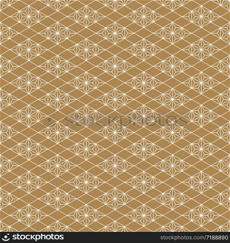 Seamless traditional geometric Japanese ornament.Golden color background and white layer lines.Thick lines.. Seamless traditional Japanese ornament.Golden color background.White lines.