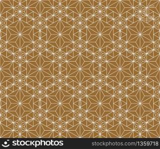 Seamless traditional geometric Japanese ornament.Golden color background and white lines.Average and thick lines.For template,fabric,textile,wrapping paper,laser cut and engraving.Compound ornament. Seamless traditional Japanese ornament.Golden color background.White lines.