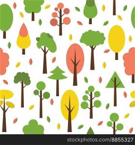 Seamless tree pattern in flat style cute vector image