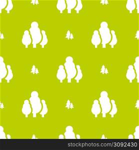 Seamless trees pattern on a green background. Seamless trees pattern