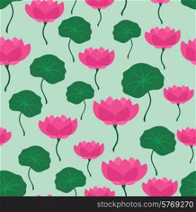Seamless tropical pattern with stylized lotus flowers.