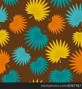 Seamless tropical pattern with stylized palm leaves.