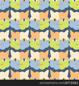 Seamless ultramodern style pattern with abstract cats faces. Perfect retro print for tee, paper, textile and fabric. Vintage vector background for decor and design.