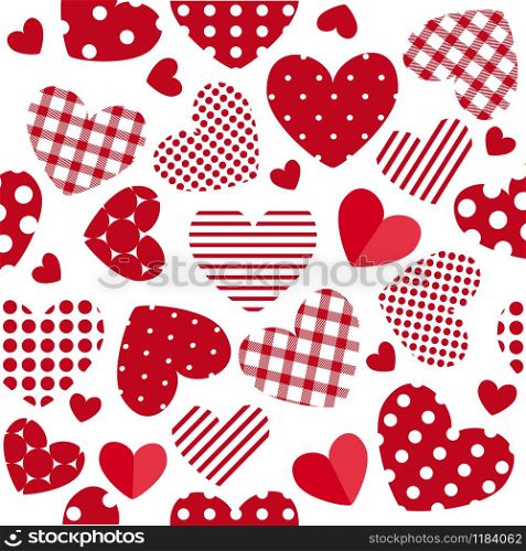 Seamless Valentine's Day pattern with patchwork hearts