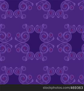 Seamless vector antique ornament in pale purple hues with magenta flowers on the mute violet background as a fabric texture