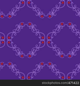 Seamless vector antique ornament with plants light purple color on the mute violet background as a fabric texture