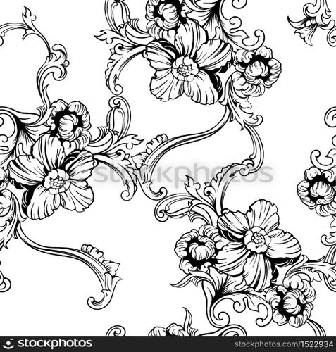 Seamless vector background. Baroque pattern. Design element.