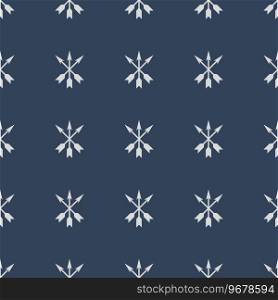 Seamless vector blue background with silver three arrows. Minimalist male pattern for fabric