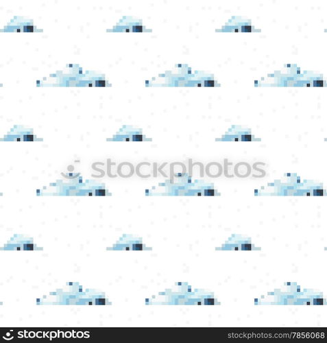 Seamless vector cloud pattern pixel art