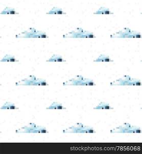 Seamless vector cloud pattern pixel art