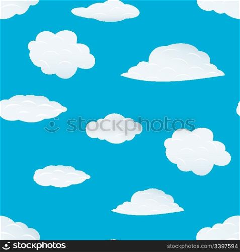 Seamless vector clouds background. For easy making seamless pattern just drag all group into swatches bar, and use it for filling any contours.