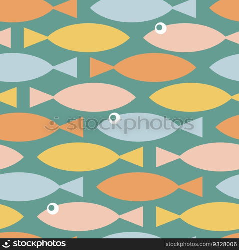 Seamless vector design with flat fish in the sea.