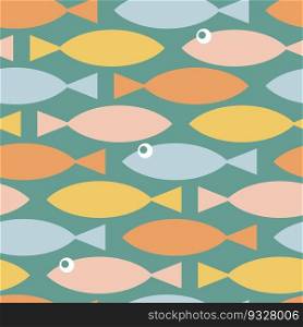 Seamless vector design with flat fish in the sea.