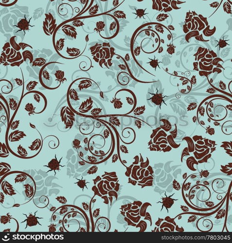 Seamless vector floral background. For easy making seamless pattern just drag all group into swatches bar, and use it for filling any contours.