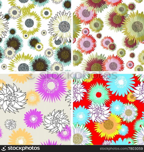 Seamless vector floral backgrounds set. For easy making seamless pattern just drag all group into swatches bar, and use it for filling any contours.