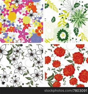 Seamless vector floral backgrounds set. For easy making seamless pattern just drag all group into swatches bar, and use it for filling any contours.