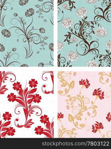 Seamless vector floral backgrounds set. For easy making seamless pattern just drag all group into swatches bar, and use it for filling any contours.