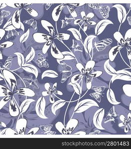 Seamless vector floral pattern. For easy making seamless pattern just drag all group into swatches bar, and use it for filling any contours.