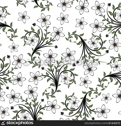 Seamless vector floral pattern. For easy making seamless pattern just drag all group into swatches bar, and use it for filling any contours.