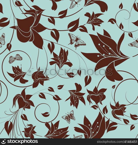 Seamless vector floral pattern. For easy making seamless pattern just drag all group into swatches bar, and use it for filling any contours.