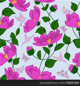 Seamless vector floral pattern. For easy making seamless pattern just drag all group into swatches bar, and use it for filling any contours. EPS 10.