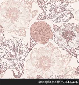 seamless vector floral pattern in a vintage style